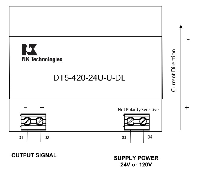 NK DC Current Transducer Connections