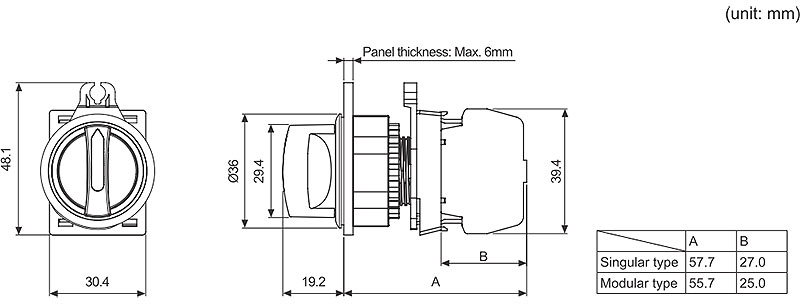 Standard short lever, flush